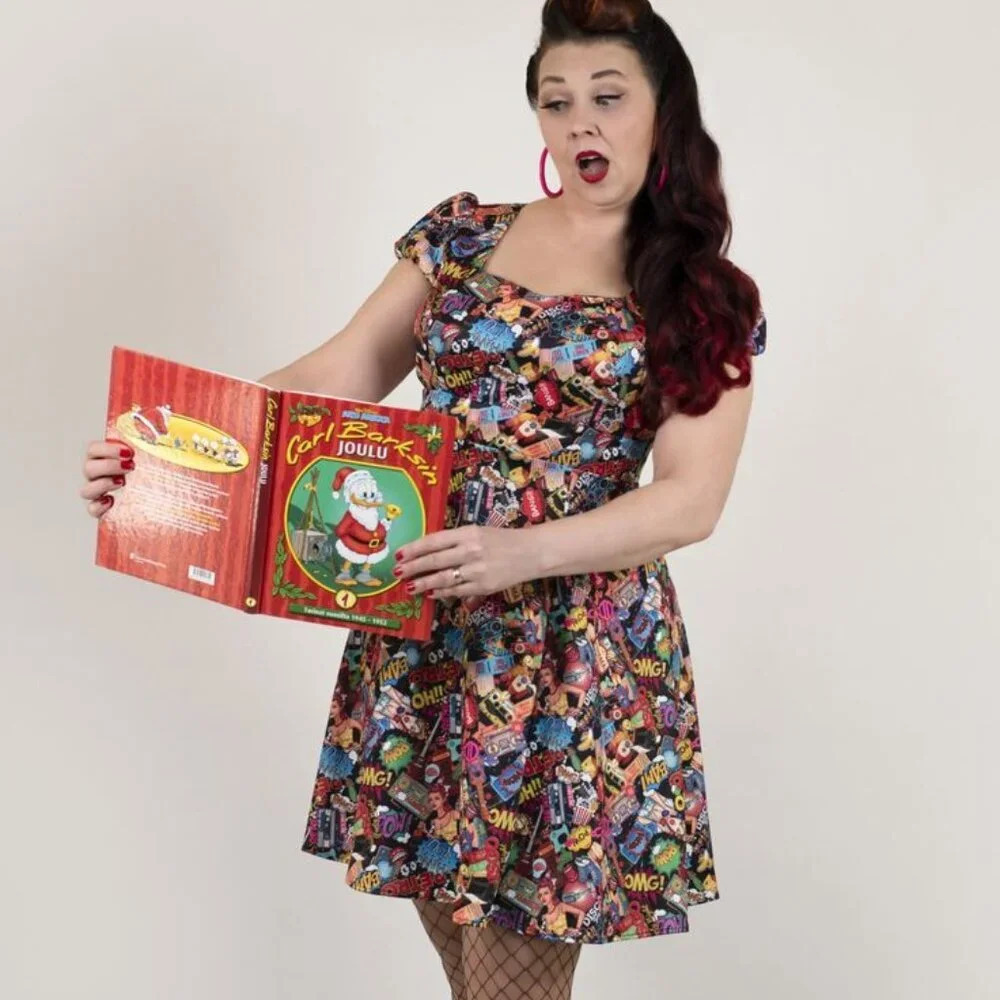 Vibrant Comic Print Midi Dress